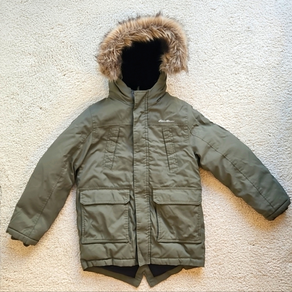 Eddie Bauer ~ Kids Olive Green Superior Down Fill Heavy Winter Parka